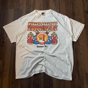 Vintage World's Greatest Fireman T-Shirt  90's Branson MO Fruit‎ of the Loom XL